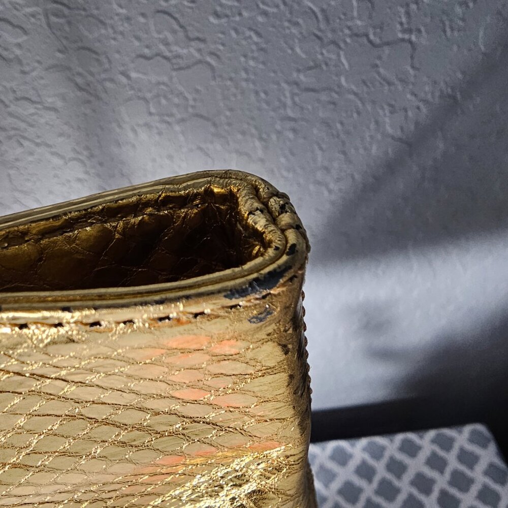 Michael Kors Metallic Python Clutch – Gold Handle – EUC - Picture 5 of 9